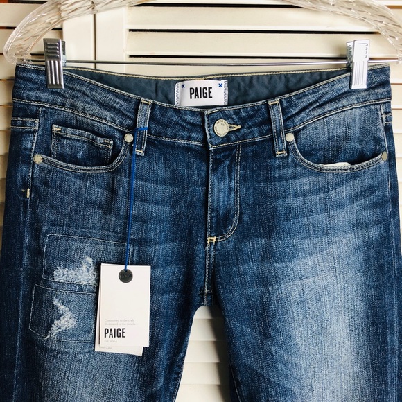 NWT PAIGE JEAN/SKYLINE ANKLE PEG/DISTRESSED - Picture 2 of 7